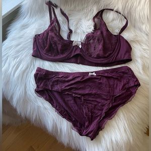 Victoria’s Secret deep purple lace unlined, Demi, underwire bra 36C free p…